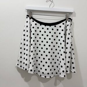 Chiffon White Mini Skirt w/ Black Polka Dot Sz Large